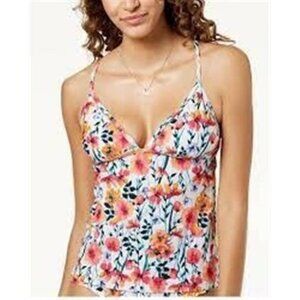 NWOT Hula Honey L Such a Fleury Poppy floral Tankini Swim Top 89393